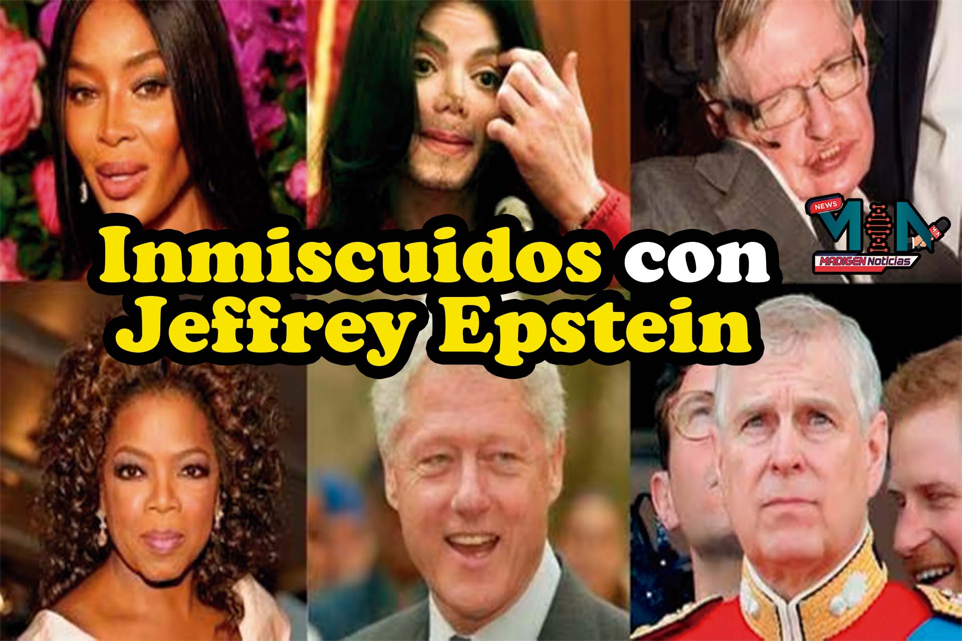 Varios famosos raspados con lista de Jeffrey Epstein