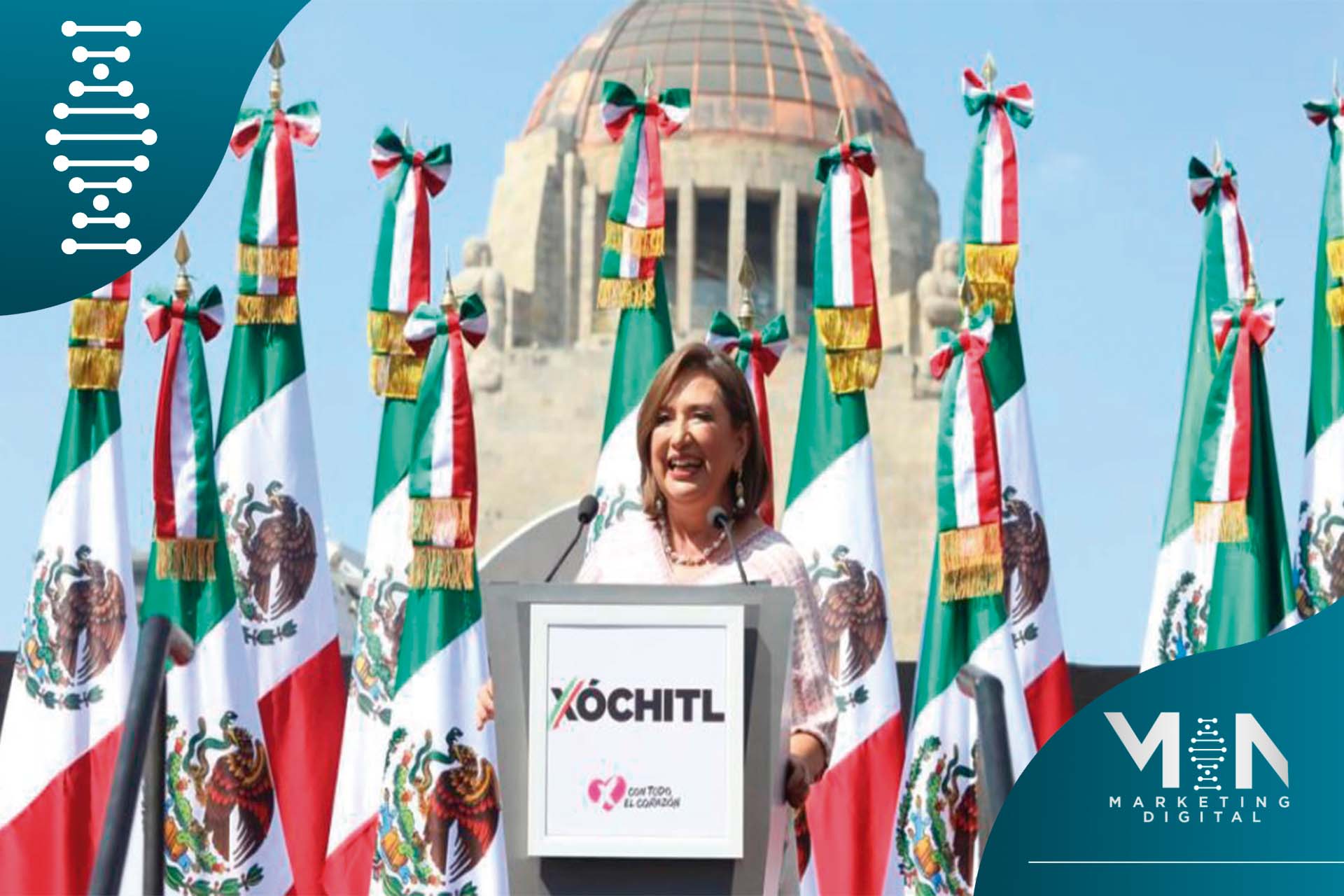Xóchitl Gálvez en el Monumento a la Revolución
