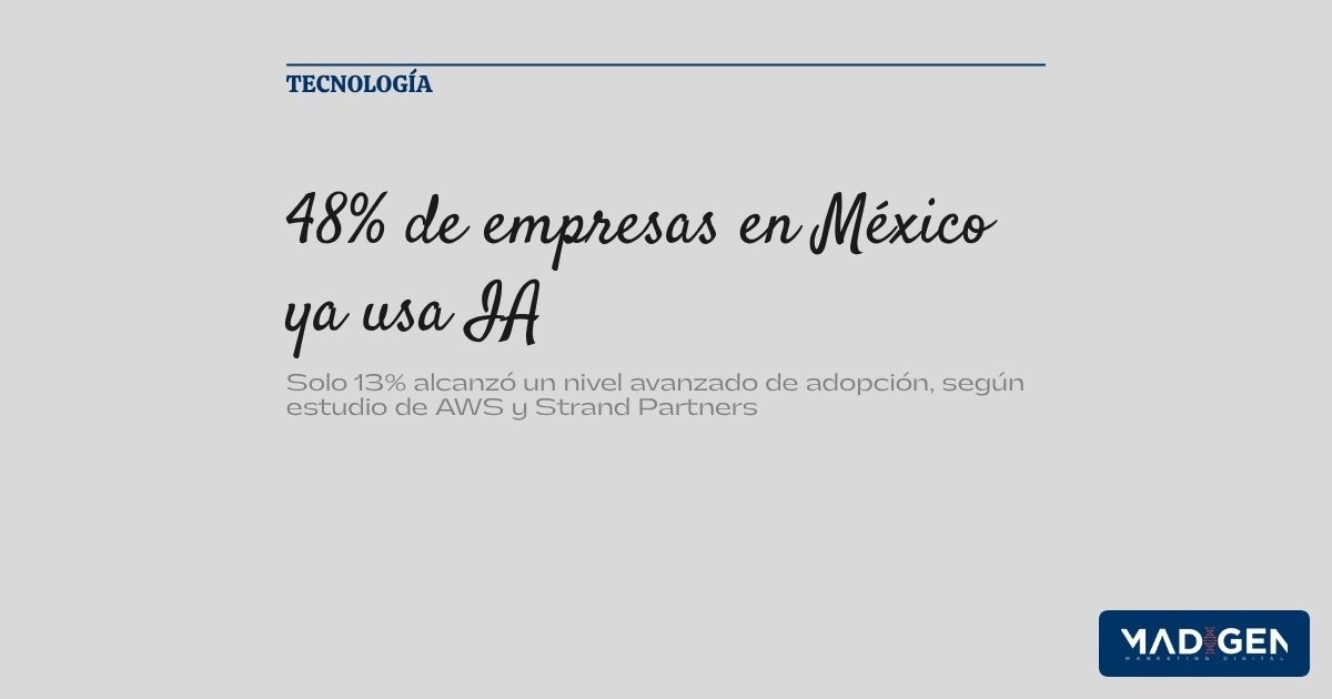 El 48% de las empresas en México ya usa IA, pero casi nadie llegó al nivel avanzado